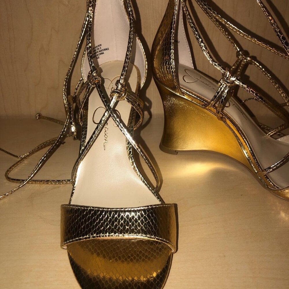 Jessica Simpson Women's Gold Espadrilles [Valren Wedge Sandal]